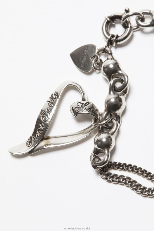 Heart charm necklace Antique Silver Acne Studios R66LJ648 Accessories