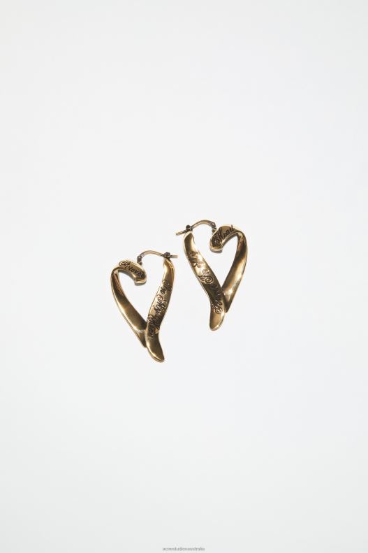 Heart hoops Antique Gold Acne Studios R66LJ700 Accessories