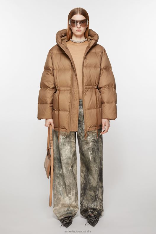 Hooded puffer jacket Toffee Brown Acne Studios R66LJ15 Apparel