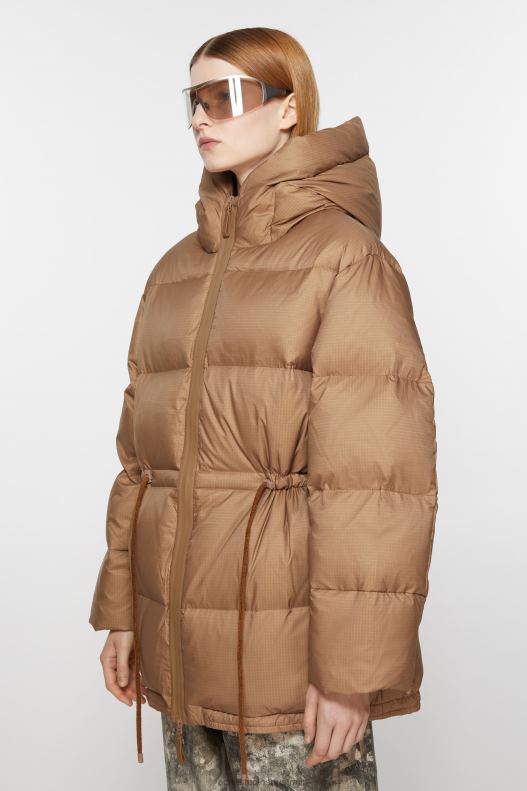 Hooded puffer jacket Toffee Brown Acne Studios R66LJ15 Apparel