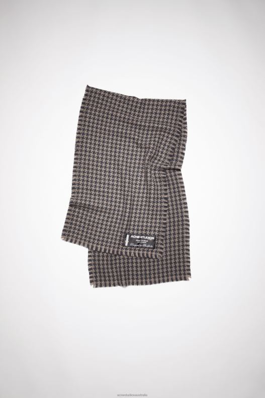 Houndstooth wool scarf Grey/Light Grey Acne Studios R66LJ607 Accessories