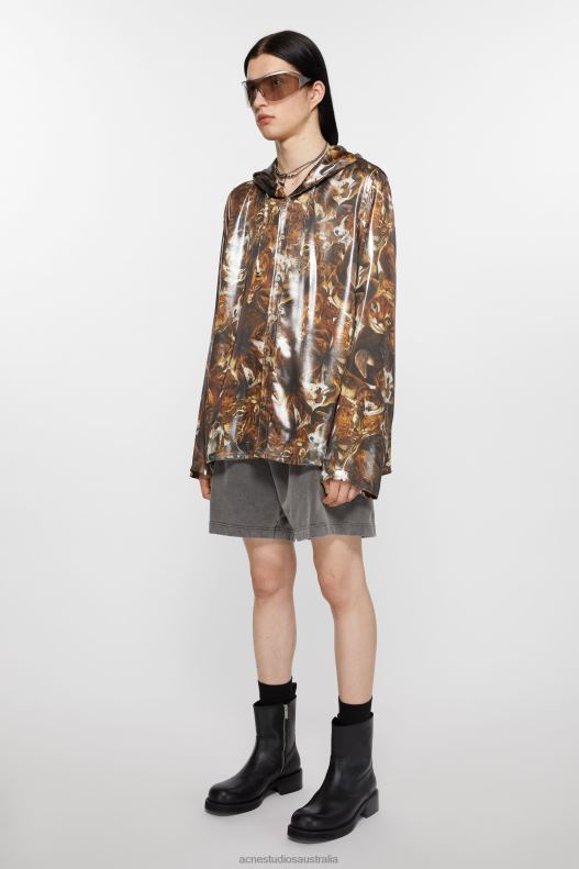 Jacket foil print Cacao Brown Multi Acne Studios R66LJ884 Apparel