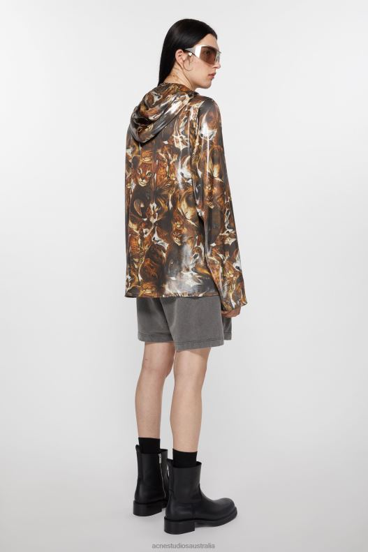 Jacket foil print Cacao Brown Multi Acne Studios R66LJ884 Apparel