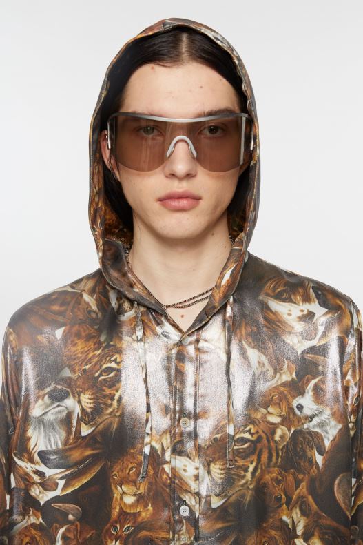 Jacket foil print Cacao Brown Multi Acne Studios R66LJ884 Apparel