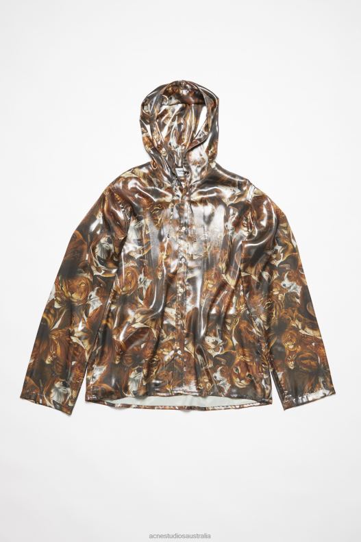 Jacket foil print Cacao Brown Multi Acne Studios R66LJ884 Apparel