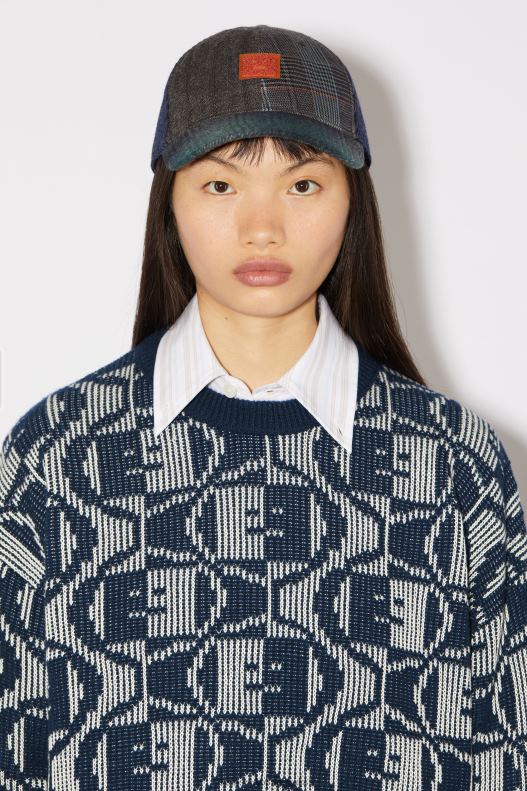 Jacquard crew neck jumper Unisex Navy/Oatmeal Melange Acne Studios R66LJ87 Apparel