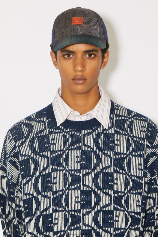 Jacquard crew neck jumper Unisex Navy/Oatmeal Melange Acne Studios R66LJ932 Apparel