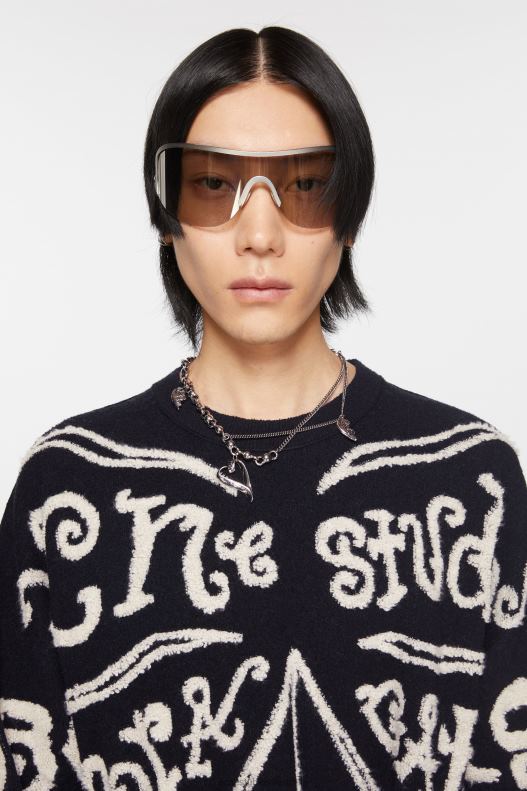 Jacquard logo jumper Black/Ecru Acne Studios R66LJ1099 Apparel