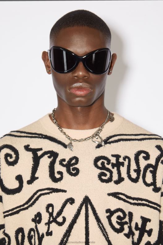 Jacquard logo jumper Ecru/Black Acne Studios R66LJ948 Apparel