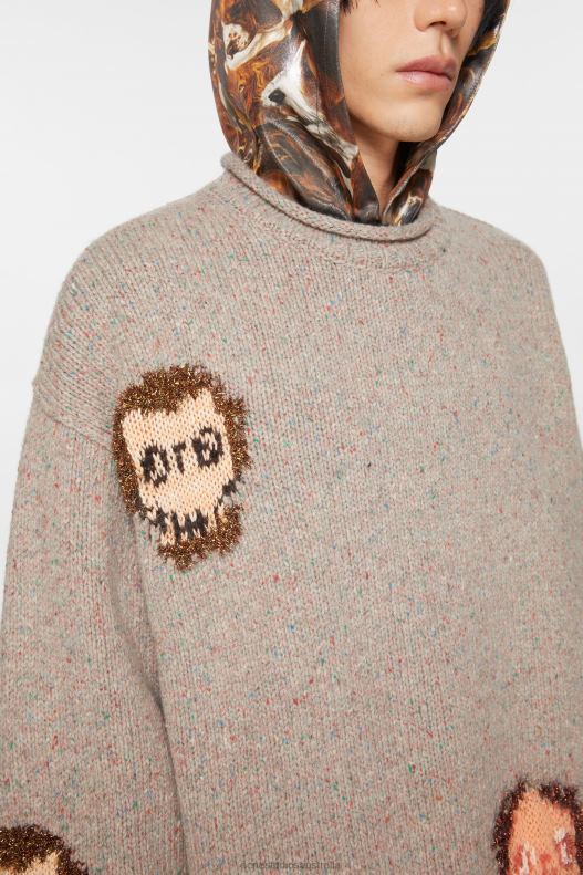 Jacquard skull jumper Grey Melange/Multi Acne Studios R66LJ926 Apparel