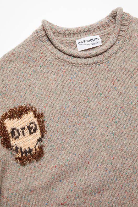 Jacquard skull jumper Grey Melange/Multi Acne Studios R66LJ926 Apparel