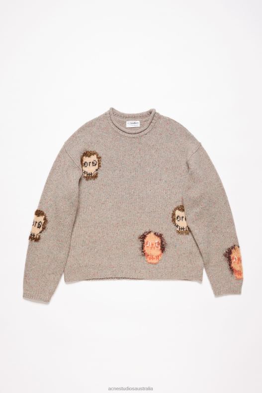 Jacquard skull jumper Grey Melange/Multi Acne Studios R66LJ926 Apparel