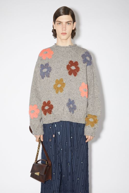 Jacquard wool blend jumper Grey Melange Acne Studios R66LJ947 Apparel