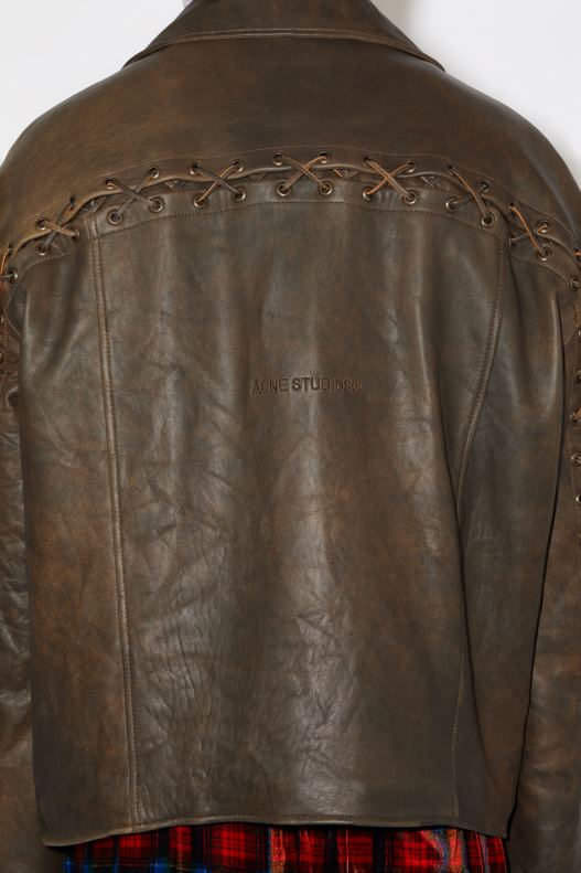 Laced leather jacket Brown/Orange Acne Studios R66LJ919 Apparel