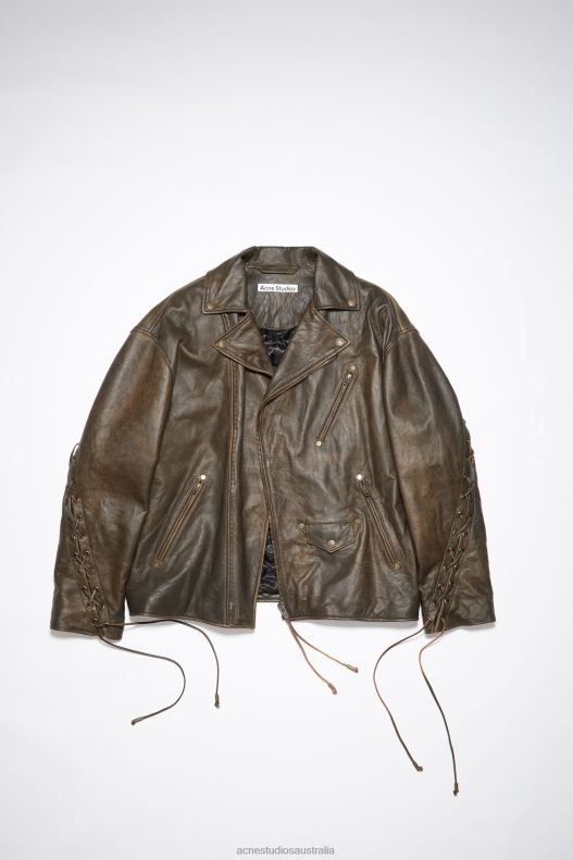 Laced leather jacket Brown/Orange Acne Studios R66LJ919 Apparel