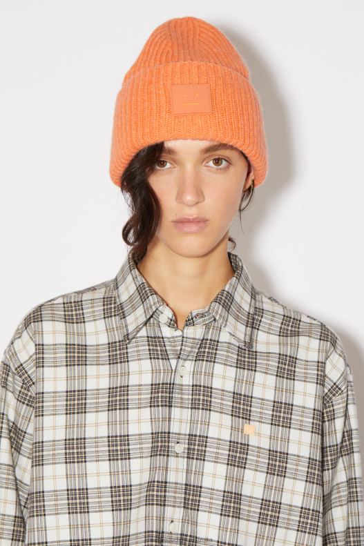 Large face logo beanie Mandarin Orange Melange Acne Studios R66LJ778 Accessories