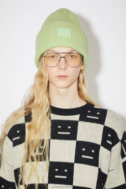 Large face logo beanie Pale Green Melange Acne Studios R66LJ770 Accessories