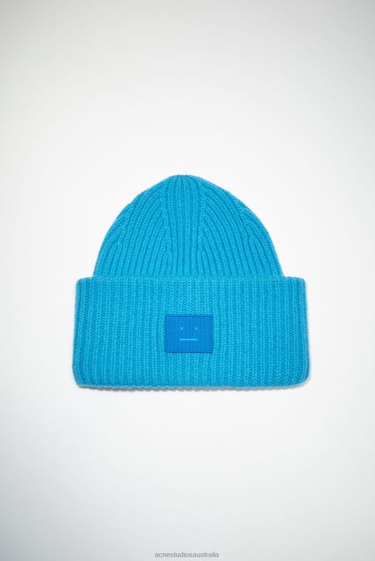 Large face logo beanie Sapphire Blue Acne Studios R66LJ546 Accessories