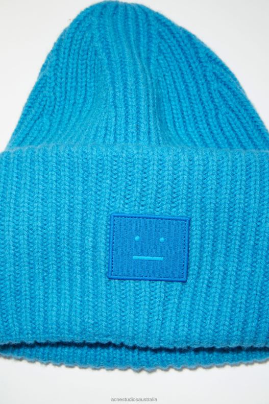 Large face logo beanie Sapphire Blue Acne Studios R66LJ546 Accessories