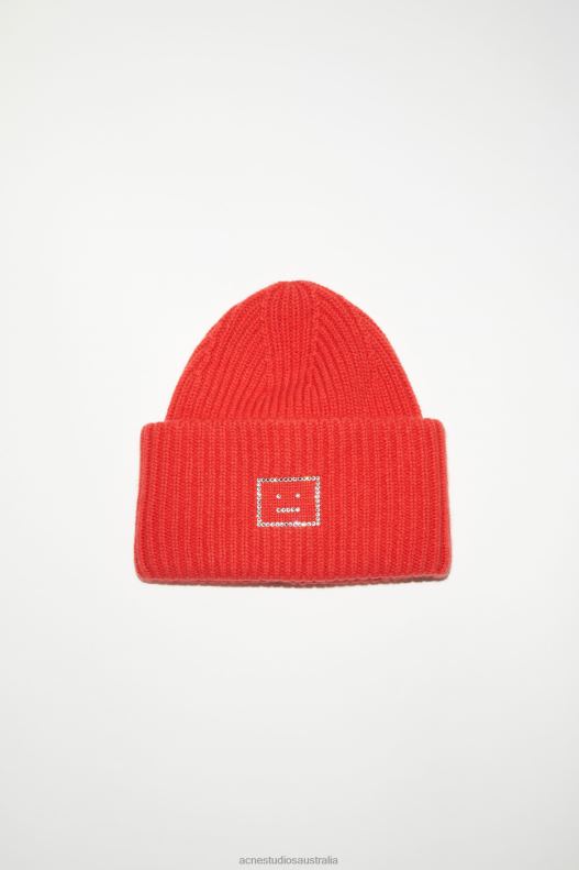 Large face logo beanie Sharp Red Acne Studios R66LJ845 Accessories