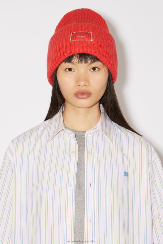 Large face logo beanie Sharp Red Acne Studios R66LJ845 Accessories