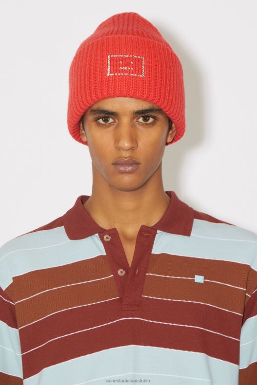 Large face logo beanie Sharp Red Acne Studios R66LJ845 Accessories