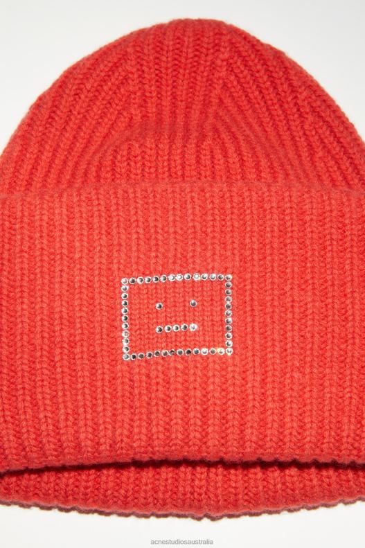 Large face logo beanie Sharp Red Acne Studios R66LJ845 Accessories