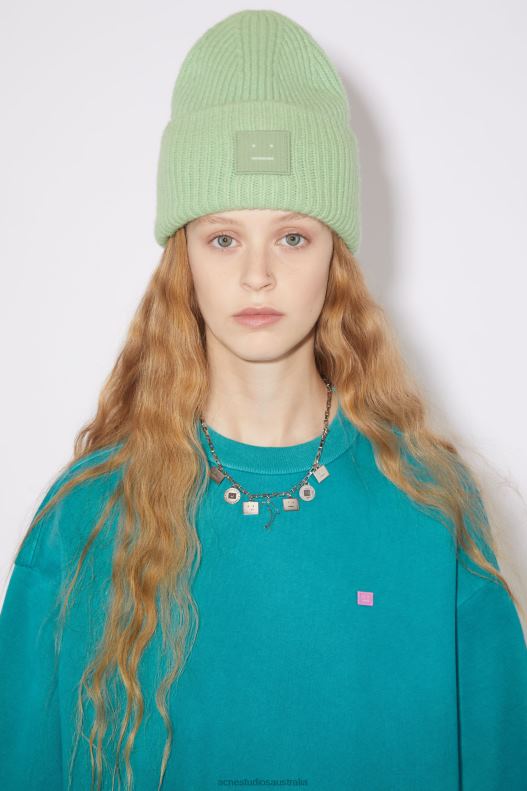 Large face logo beanie Spring Green Acne Studios R66LJ540 Accessories