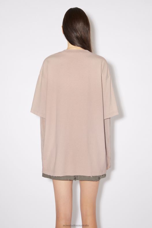 Layered print t-shirt Dusty Pink Acne Studios R66LJ397 Apparel