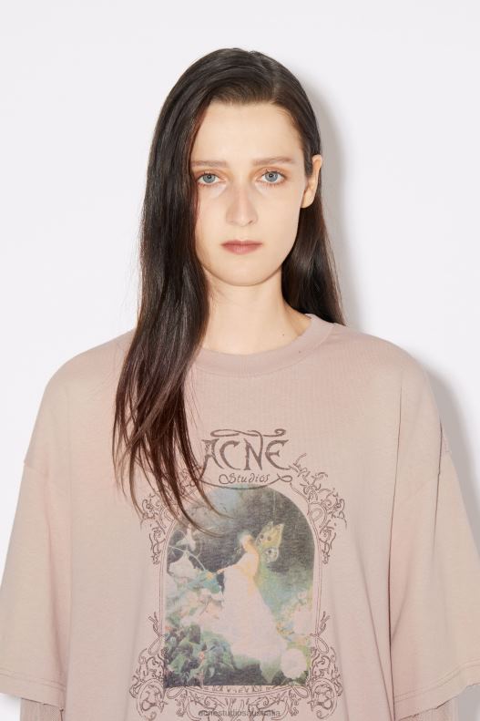 Layered print t-shirt Dusty Pink Acne Studios R66LJ397 Apparel