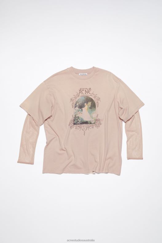 Layered print t-shirt Dusty Pink Acne Studios R66LJ397 Apparel