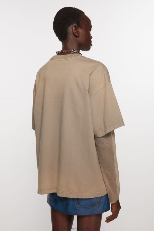 Layered print t-shirt Mud Brown Acne Studios R66LJ368 Apparel