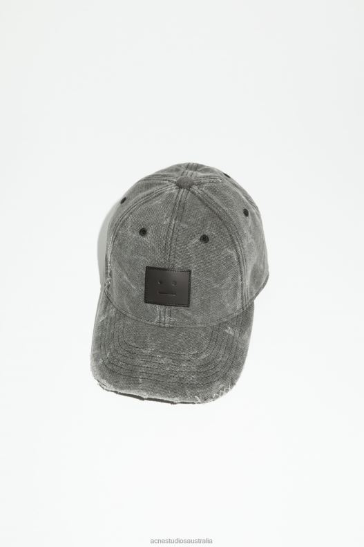 Leather Face patch cap Carbon Grey Acne Studios R66LJ585 Accessories