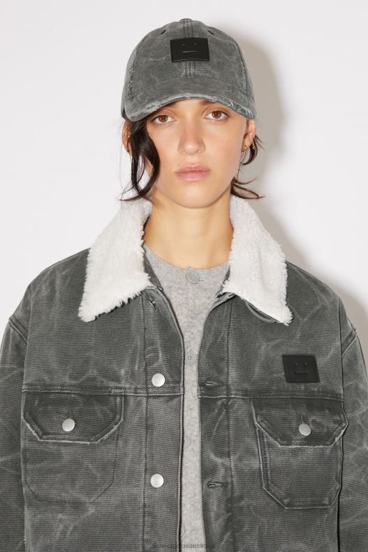 Leather Face patch cap Carbon Grey Acne Studios R66LJ585 Accessories