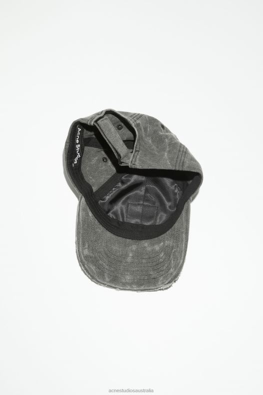 Leather Face patch cap Carbon Grey Acne Studios R66LJ585 Accessories