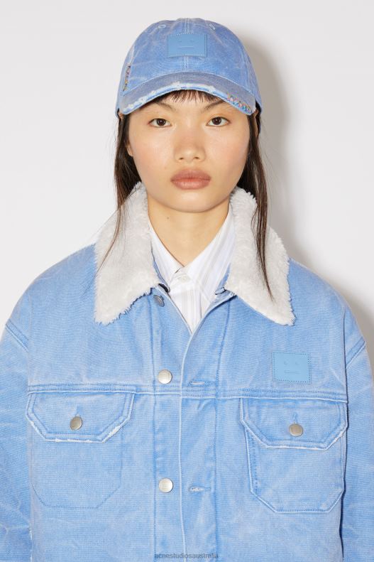 Leather Face patch cap Powder Blue Acne Studios R66LJ705 Accessories