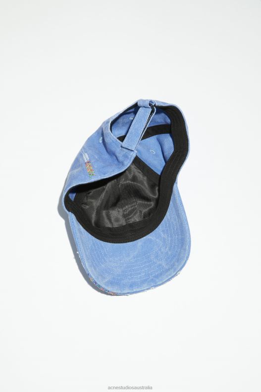 Leather Face patch cap Powder Blue Acne Studios R66LJ705 Accessories