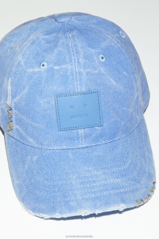 Leather Face patch cap Powder Blue Acne Studios R66LJ705 Accessories