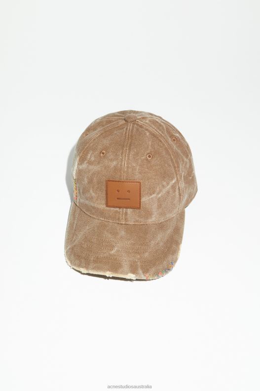 Leather Face patch cap Toffee Brown Acne Studios R66LJ626 Accessories