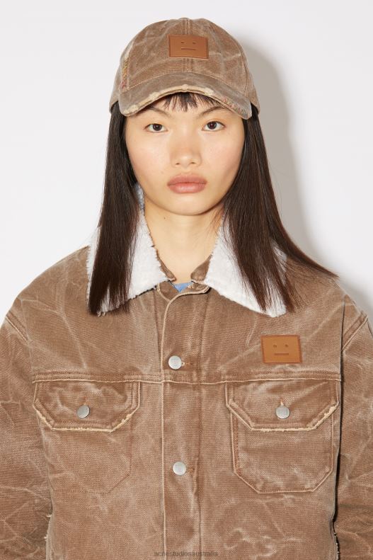 Leather Face patch cap Toffee Brown Acne Studios R66LJ626 Accessories