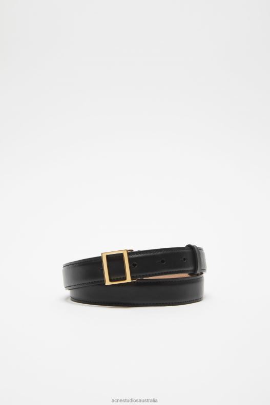 Leather buckle belt Black/Gold Acne Studios R66LJ498 Accessories