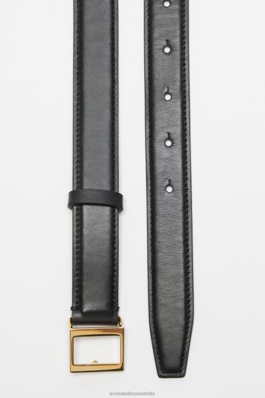 Leather buckle belt Black/Gold Acne Studios R66LJ498 Accessories