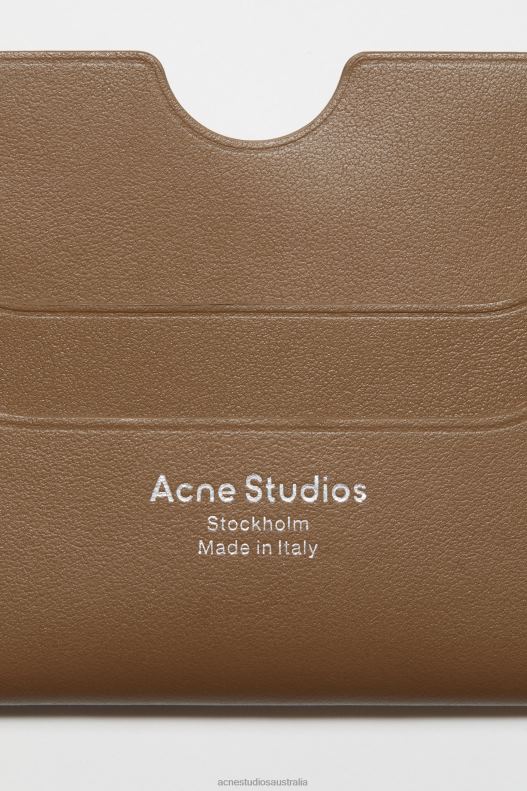 Leather card holder Camel Brown Acne Studios R66LJ720 Accessories