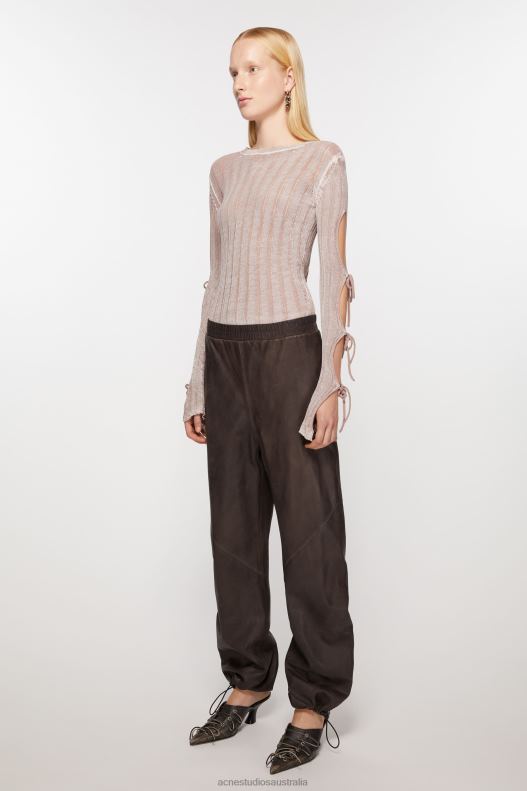 Leather casual trousers Brown Acne Studios R66LJ304 Apparel