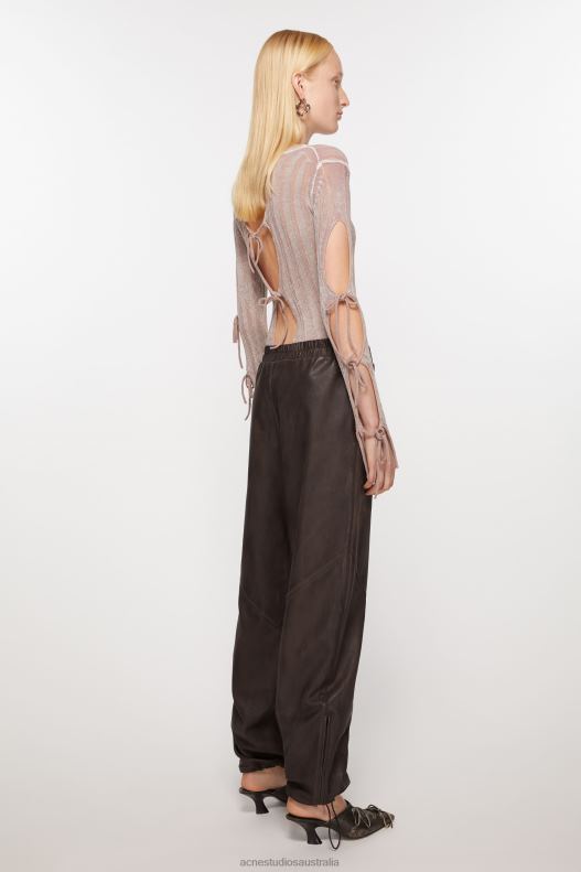 Leather casual trousers Brown Acne Studios R66LJ304 Apparel