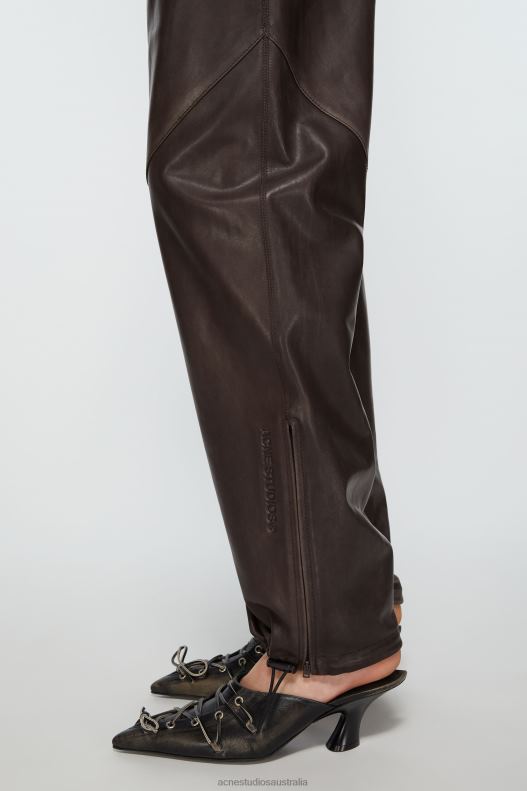 Leather casual trousers Brown Acne Studios R66LJ304 Apparel