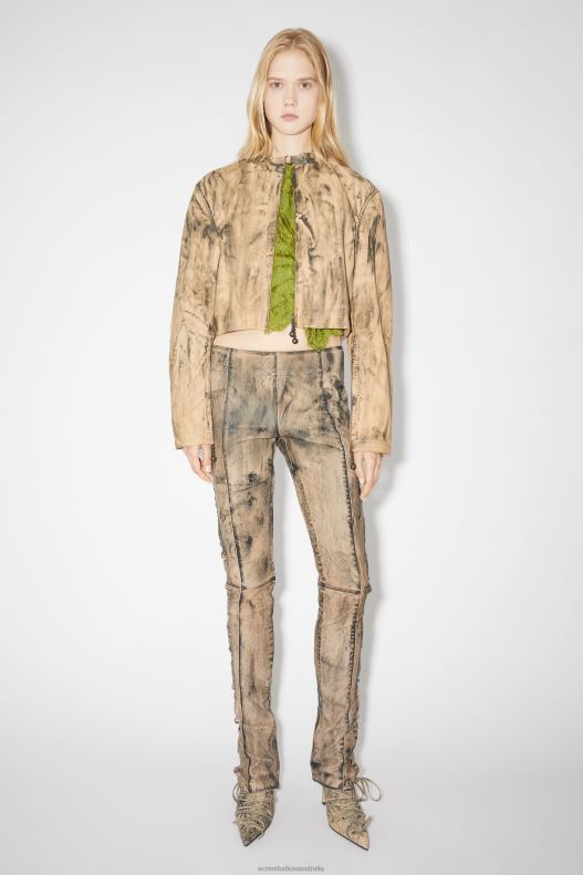 Leather lace-up trousers Runway Show Beige/Green Acne Studios R66LJ327 Apparel