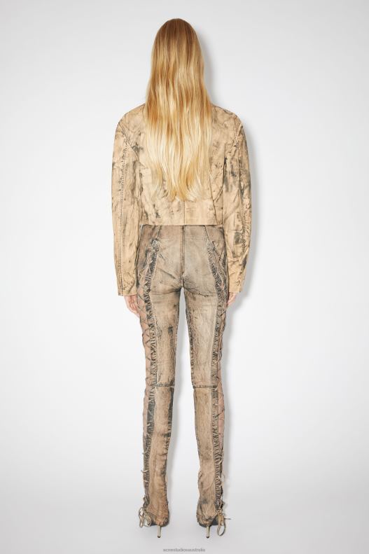 Leather lace-up trousers Runway Show Beige/Green Acne Studios R66LJ327 Apparel