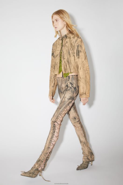 Leather lace-up trousers Runway Show Beige/Green Acne Studios R66LJ327 Apparel