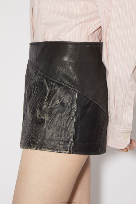 Leather patchwork skirt Runway Show Black Acne Studios R66LJ344 Apparel